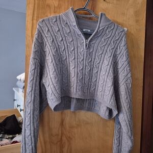 Garage Light Gray Cable Knit Sweater